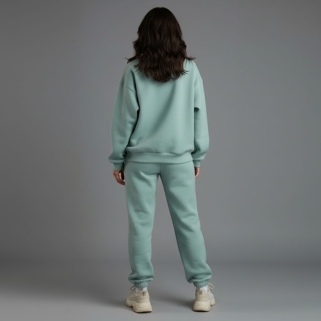 Women’s Oversized Half-Zip Jogging Set – High-Neck Sweatshirt and Cuffed Joggers for Relaxed Everyday Wear