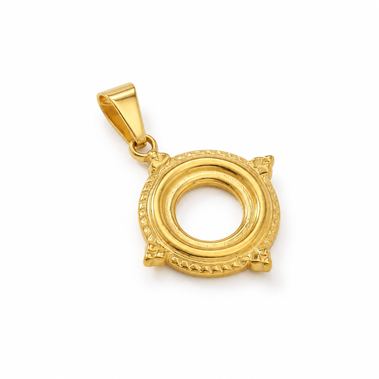 Geometric Hollow Stainless Steel Pendant – Design 297 on white
