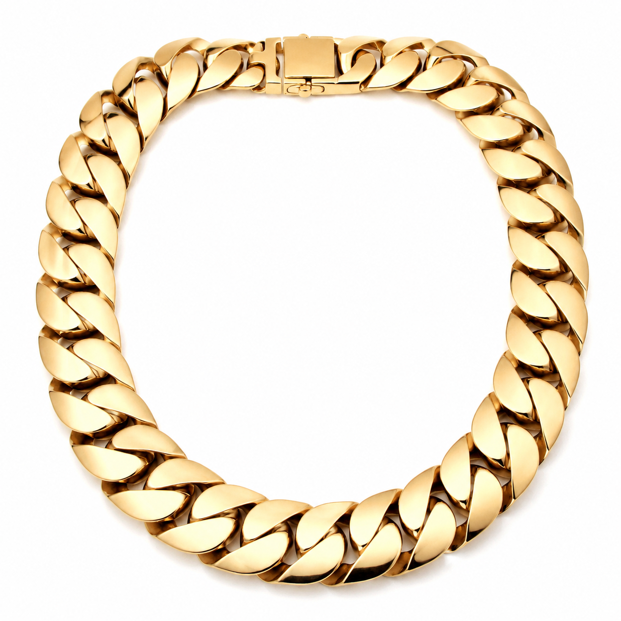 Wide Gold-Tone Titanium Steel Necklace – 32mm on white