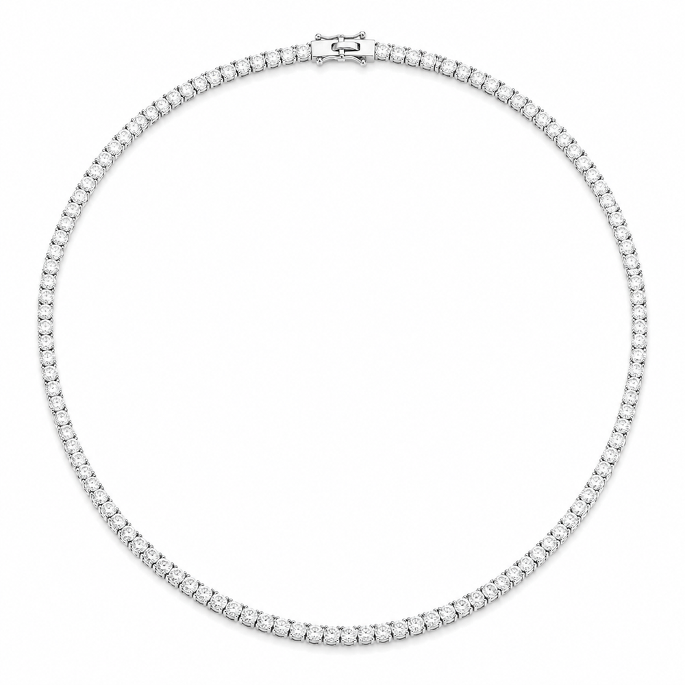 Geometric Alloy Necklace – Silver on white