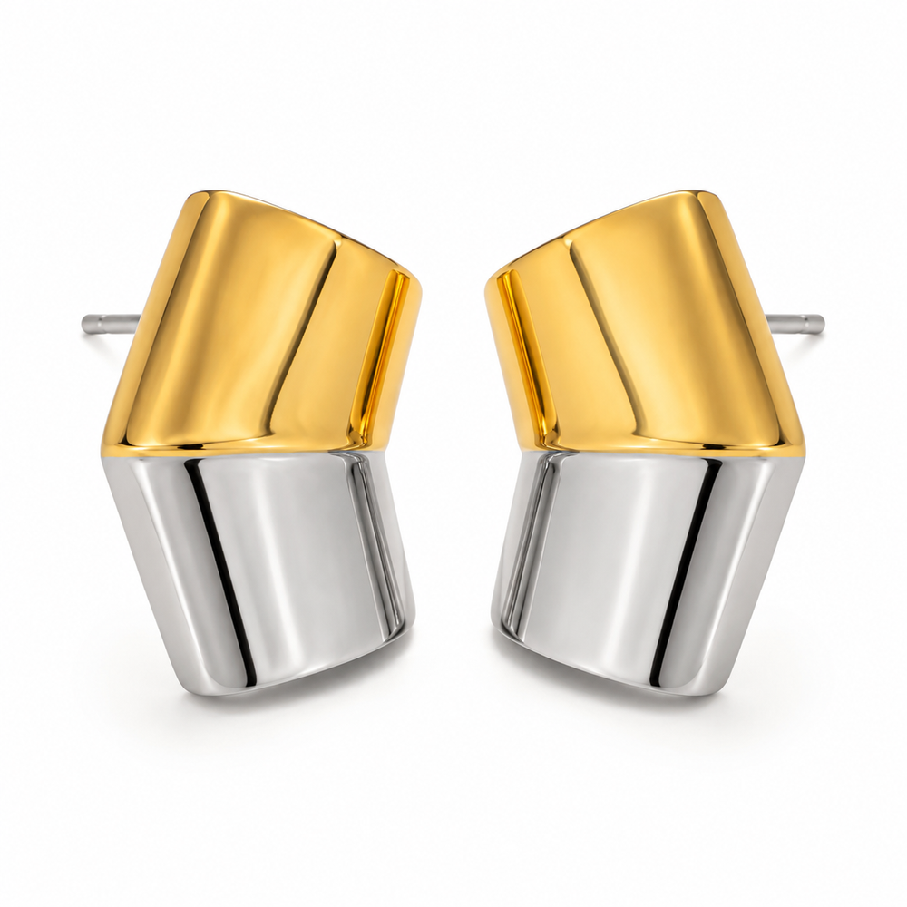 Contrast Stainless Steel Earrings – Style 1 on white