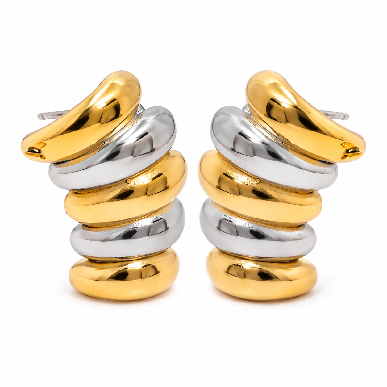 Contrast Stainless Steel Earrings – Style 3 on white