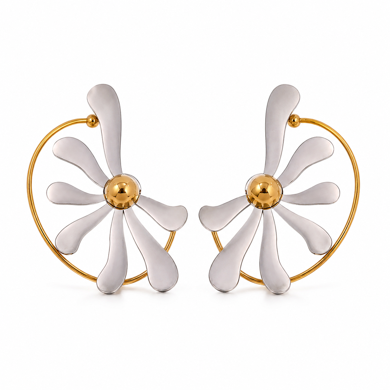 Contrast Stainless Steel Earrings – Style 9 on white