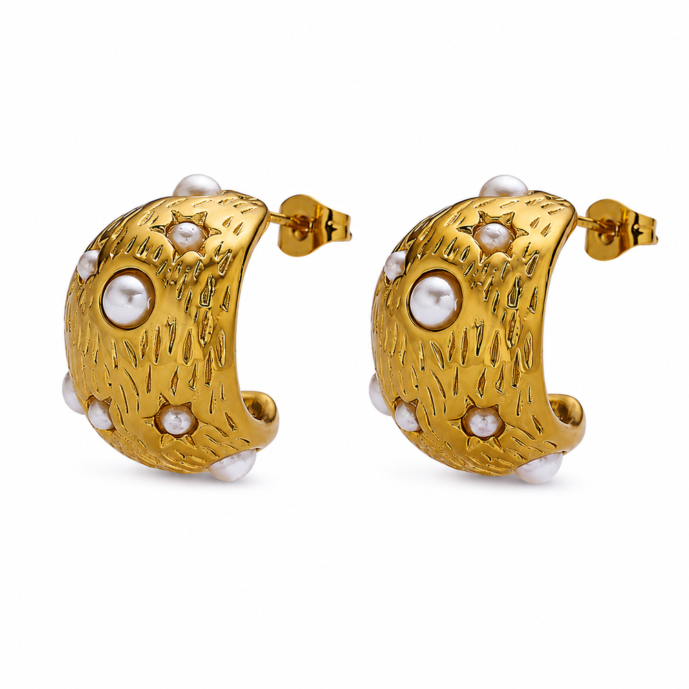18K Gold-Plated Titanium Steel Stud Earrings – Style 1 on white