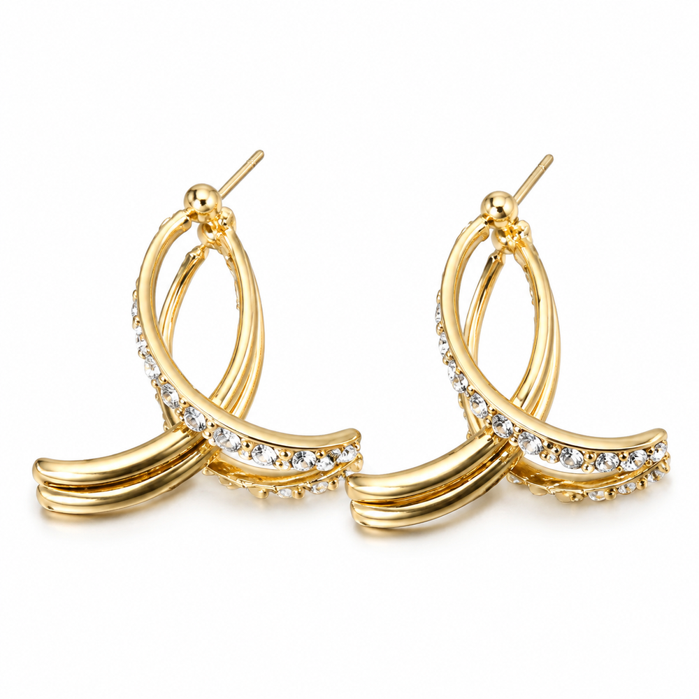 Minimal Cross Stud Earrings – Gold on white