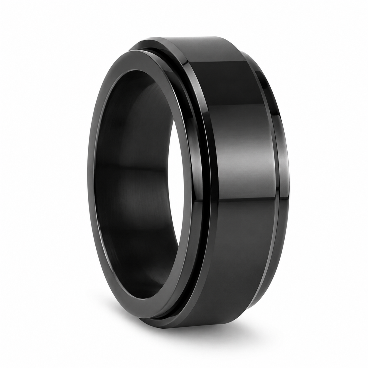 Rotating Stainless Steel Ring – Black on white