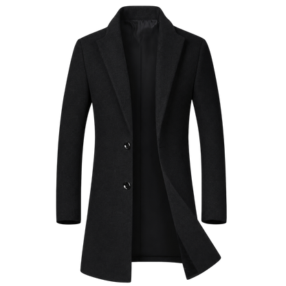 Men’s Mid-Length Tweed Overcoat – Straight-Cut Tailored Layer for Smart Everyday Wear