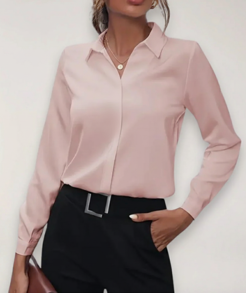 Women’s Tailored Button-Up Blouse – Lightweight Spring Office Shirt for Smart Casual Wear