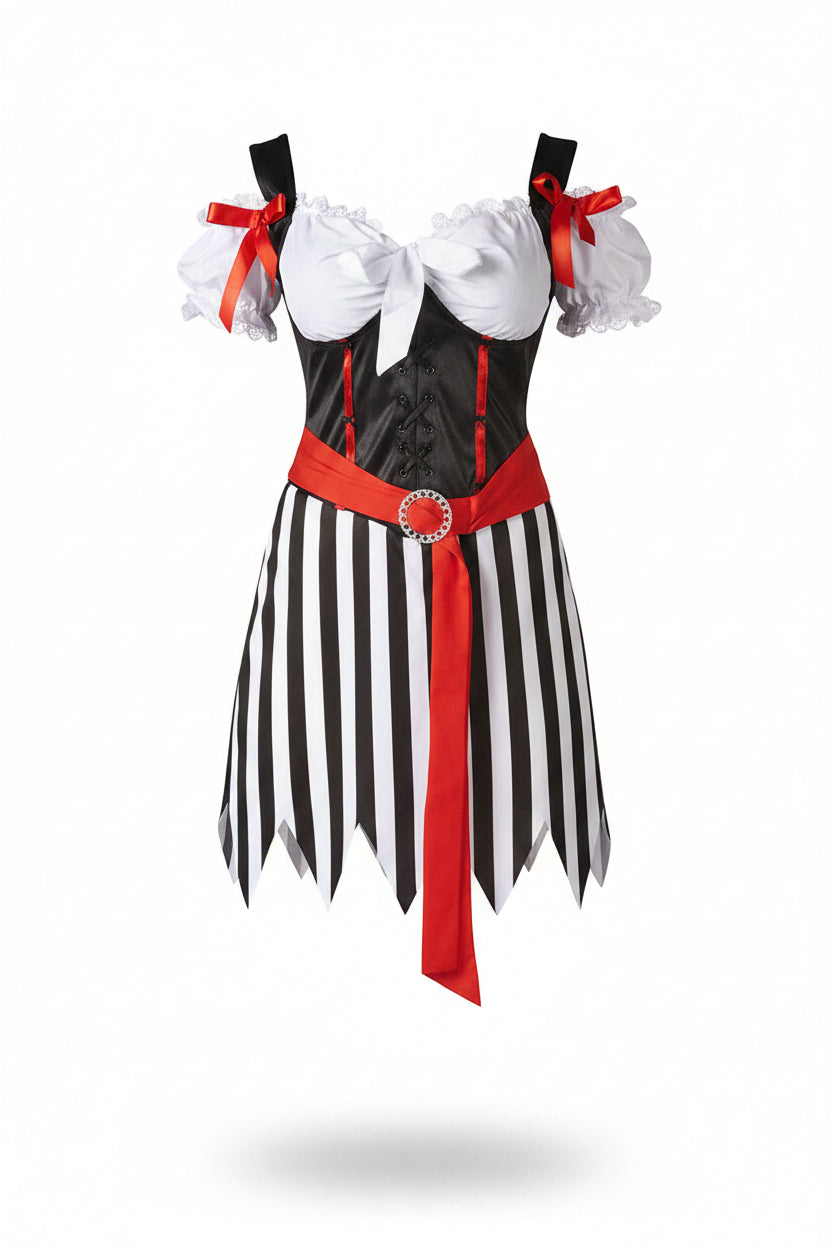 Women's Striped Pirate Dress Halloween Costume