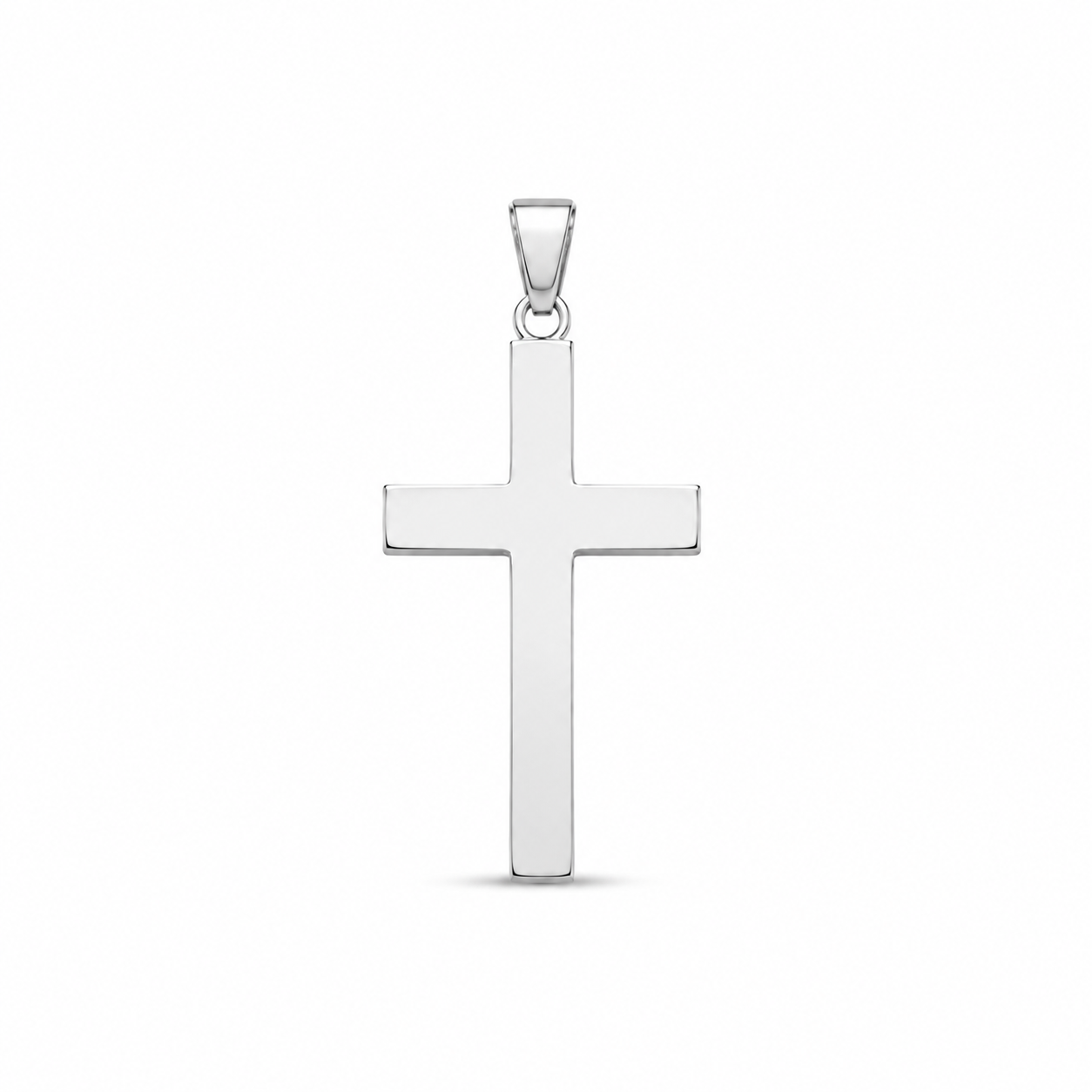 Polished steel cross pendant detail