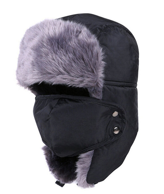Unisex Faux-Fur Trapper Hat – Full-Coverage Winter Cap with Detachable Face Mask