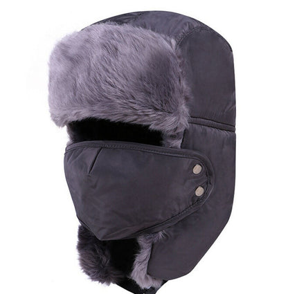 Unisex Faux-Fur Trapper Hat – Full-Coverage Winter Cap with Detachable Face Mask