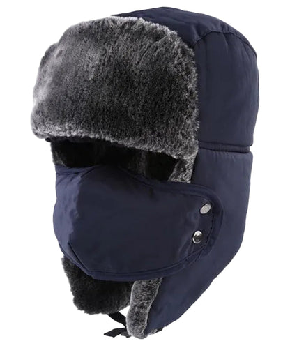 Unisex Faux-Fur Trapper Hat – Full-Coverage Winter Cap with Detachable Face Mask