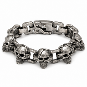 Men's ancient silver skull bracelet on white