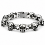 Men's steel skull bracelet on white