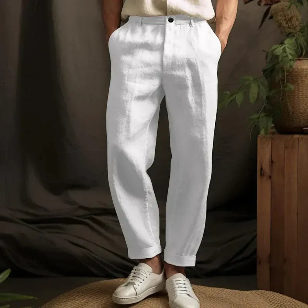 Men’s Relaxed Linen Trousers – Lightweight Summer Pants for Holidays and Smart Casual Wear