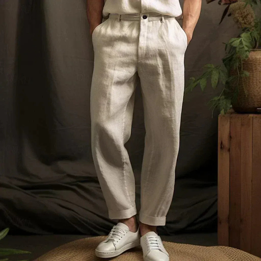 Men’s Relaxed Linen Trousers – Lightweight Summer Pants for Holidays and Smart Casual Wear