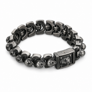 Distressed skull titanium steel bracelet on white