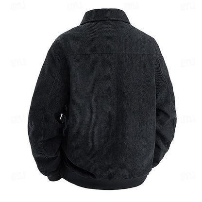 Men’s Corduroy Utility Jacket – Full-Zip Shirt-Collar Layer with Flap Pockets for Casual Transitional Wear