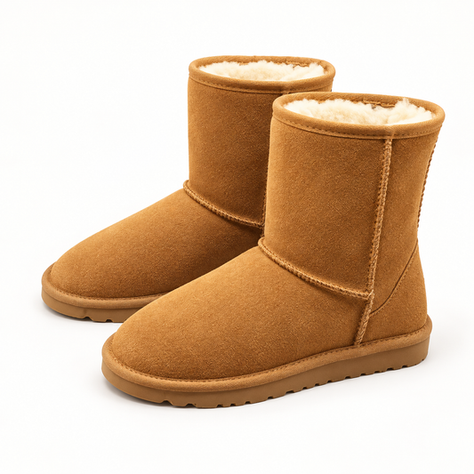Chestnut studio view of Women's Faux-Fur-Trim Short Winter Boots