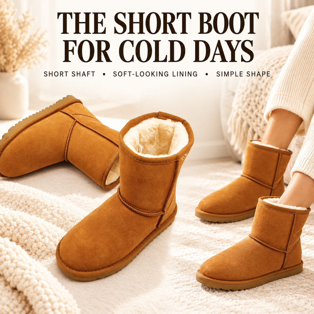 Chestnut short winter boots: short shaft and soft-looking lining