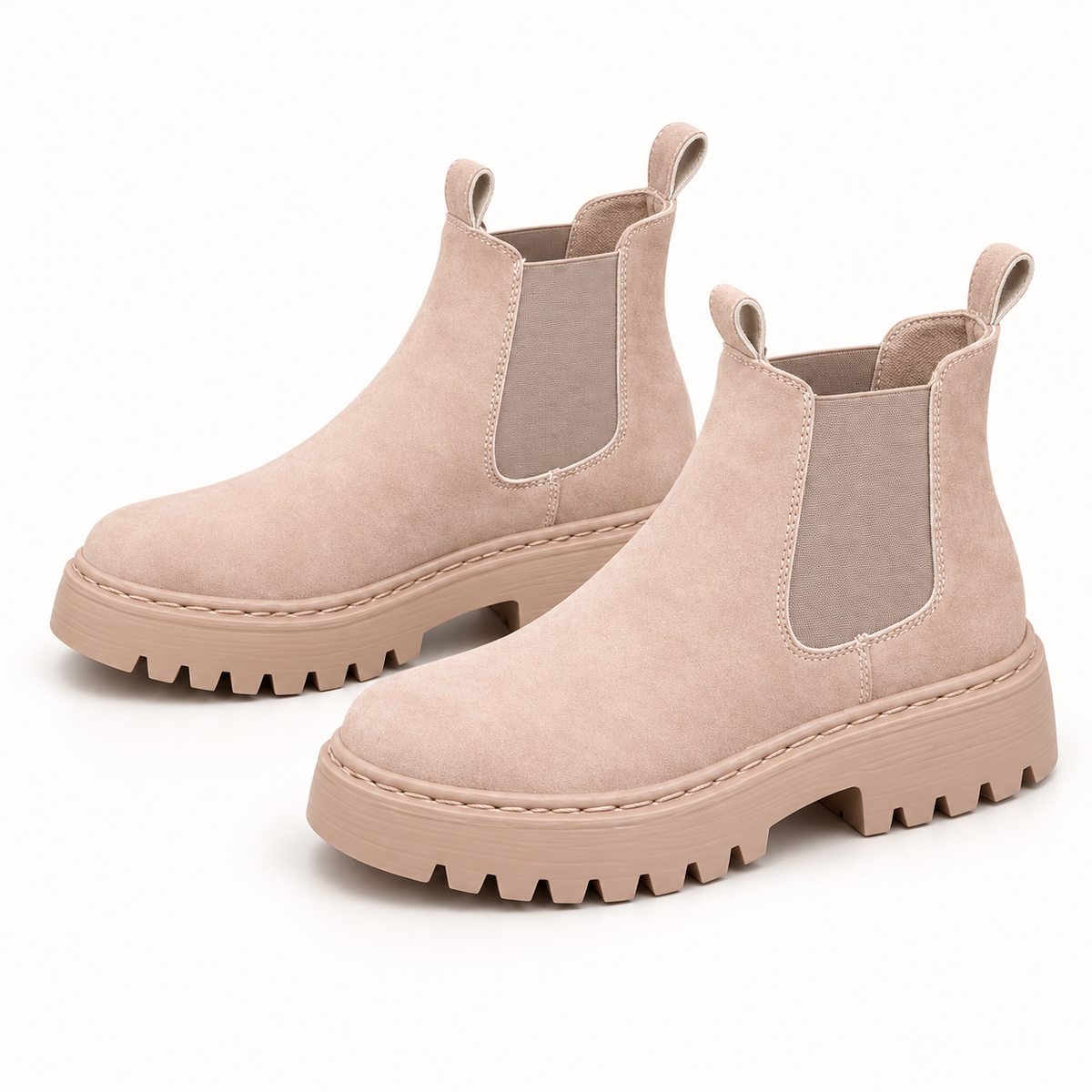 Creamy White studio view of Women's Chunky Chelsea Boots