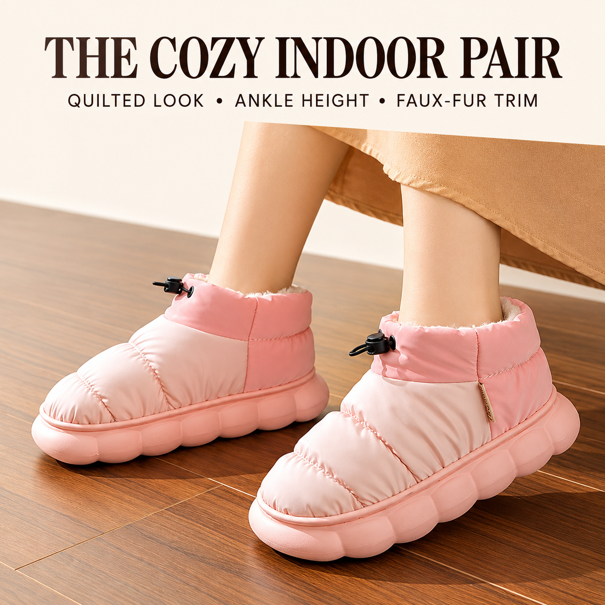 Feature view of Women's Quilted Faux-Fur-Trim Slipper Boots