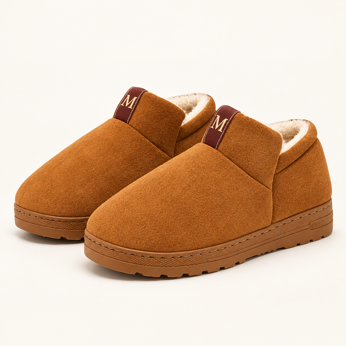 Women's chocolate fleece-lined slip-on house shoes - studio hero
