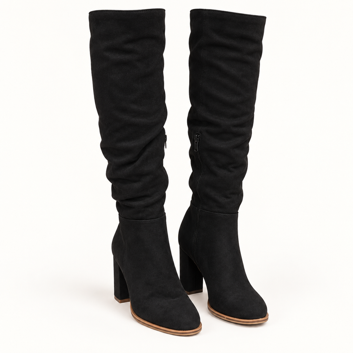 Women's block-heel knee-high boots, A Black option, clear product view