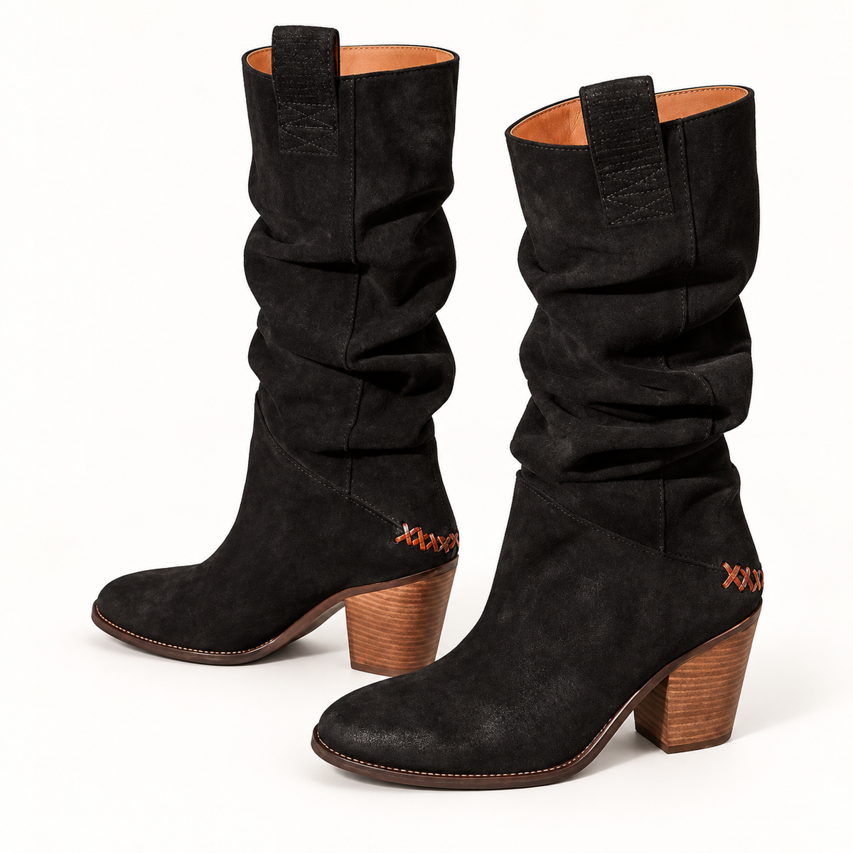 Women's block-heel knee-high boots, Black option, clear product view