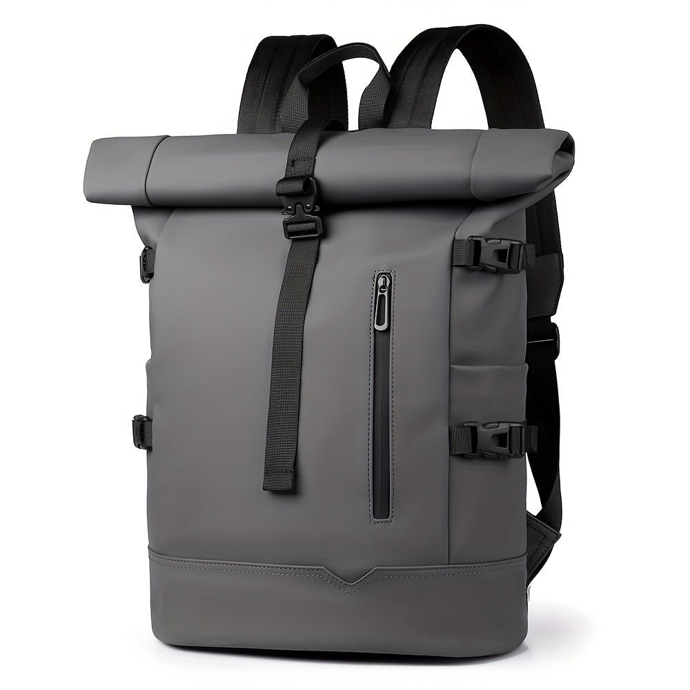 Men’s Roll-Top Backpack – Water-Resistant Travel Bag with Adjustable Straps and Buckle Closure