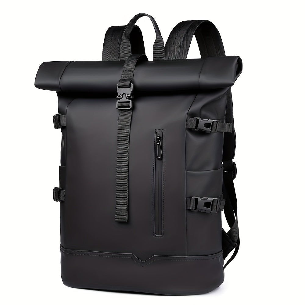 Men’s Roll-Top Backpack – Water-Resistant Travel Bag with Adjustable Straps and Buckle Closure