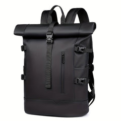 Men’s Roll-Top Backpack – Water-Resistant Travel Bag with Adjustable Straps and Buckle Closure