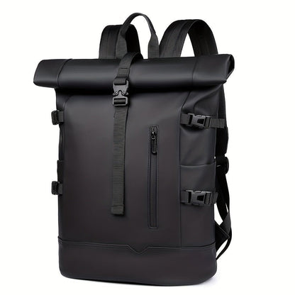 Men’s Roll-Top Backpack – Water-Resistant Travel Bag with Adjustable Straps and Buckle Closure