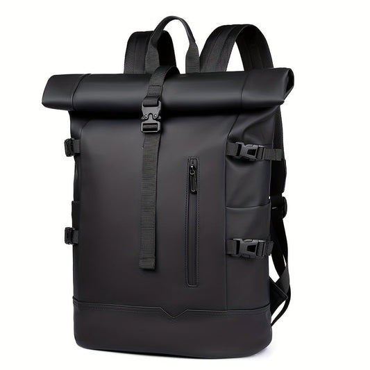 Men’s Roll-Top Backpack – Water-Resistant Travel Bag with Adjustable Straps and Buckle Closure