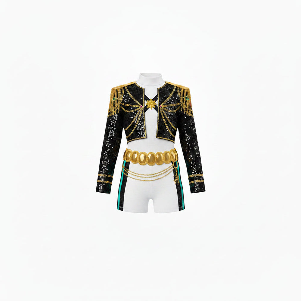 Children's Black Gold K-Pop Hero Two Piece Halloween Costume
