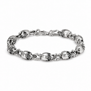 S925 silver punk skull bracelet on white