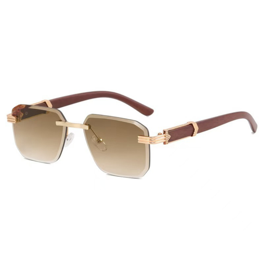 Men’s Rimless Square Sunglasses – Tinted Modern Eyewear for Everyday and Travel Wear