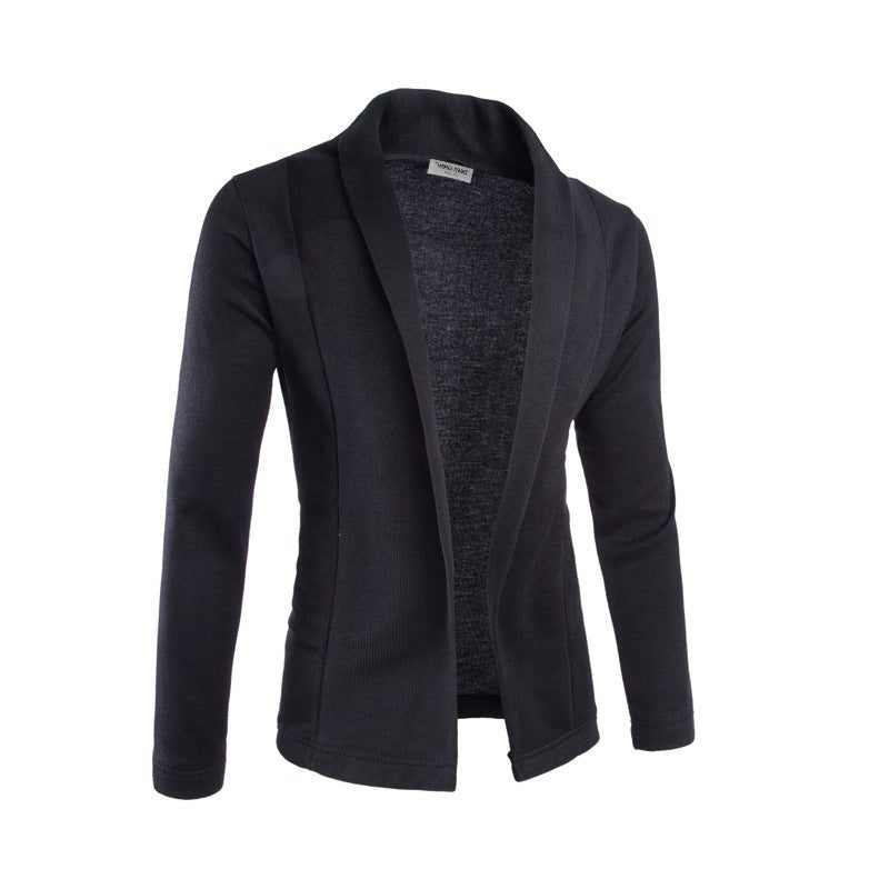 Men’s Open-Front Shawl Collar Cardigan – Long-Sleeve Relaxed Knit Layer for Smart Casual Wear