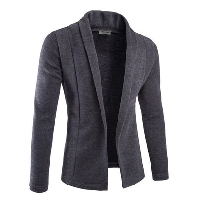 Men’s Open-Front Shawl Collar Cardigan – Long-Sleeve Relaxed Knit Layer for Smart Casual Wear
