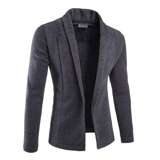 Men’s Open-Front Shawl Collar Cardigan – Long-Sleeve Relaxed Knit Layer for Smart Casual Wear
