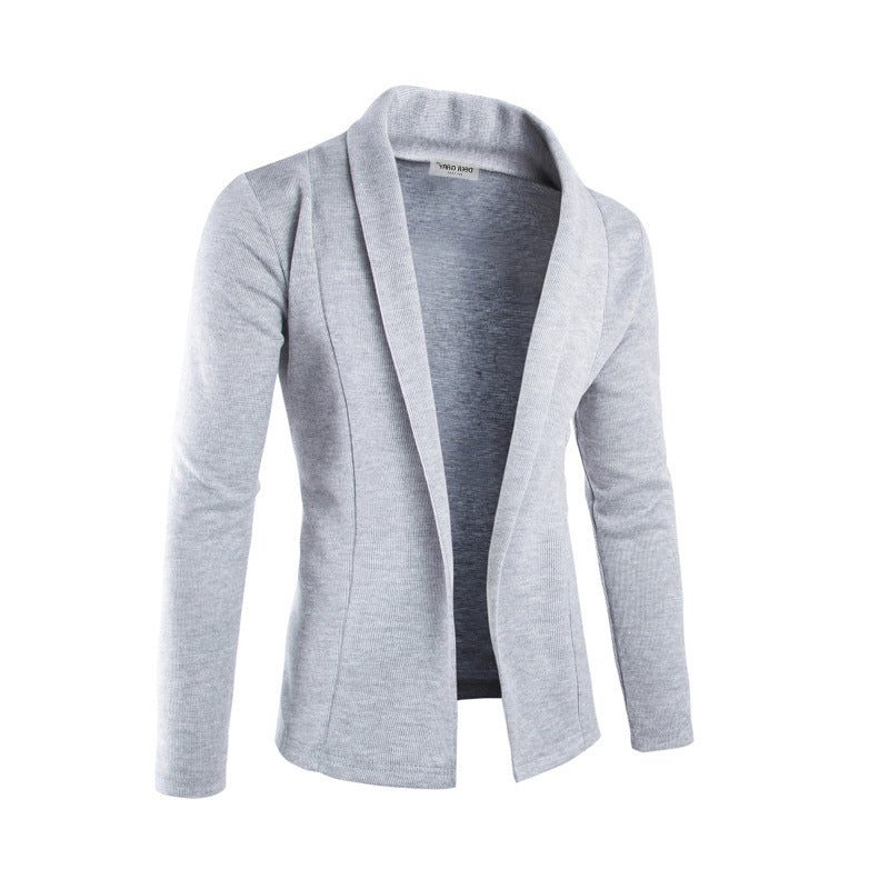 Men’s Open-Front Shawl Collar Cardigan – Long-Sleeve Relaxed Knit Layer for Smart Casual Wear