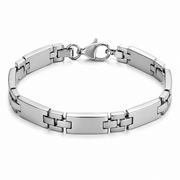 Men's silver 10mm rectangular link bracelet on white