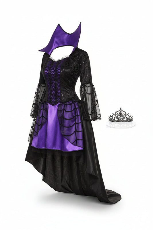 Women's Purple Spiderweb Vampire Fairy Mini Dress Halloween Costume