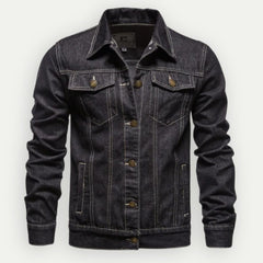 Men’s Classic Denim Jacket – Button-Front Trucker Style with Flap Chest Pockets for Casual Everyday Wear