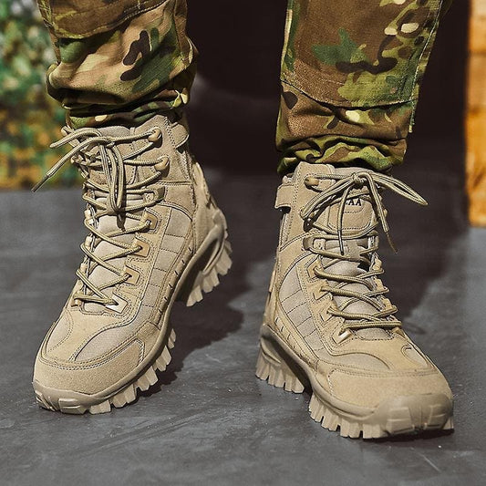 Men’s Tactical Hiking Boots – Reinforced Mid-Top Design with Rugged Lug Sole and Secure Lacing