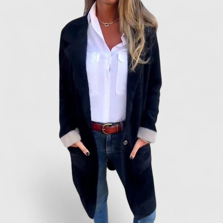 Women’s Oversized Blazer – Relaxed Lapel Blazer with Patch Pockets