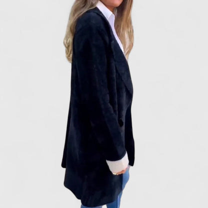 Women’s Oversized Blazer – Relaxed Lapel Blazer with Patch Pockets