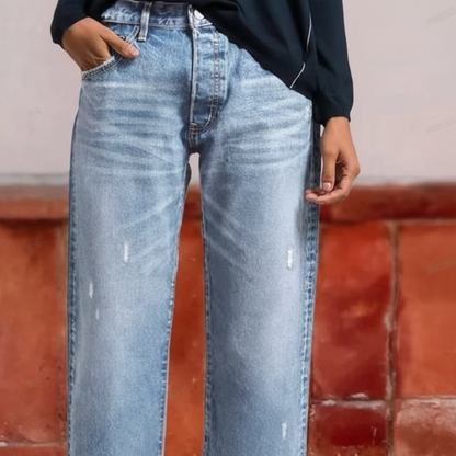 Women’s High-Waist Jeans – Straight-Leg Cropped Jeans in Faded Wash