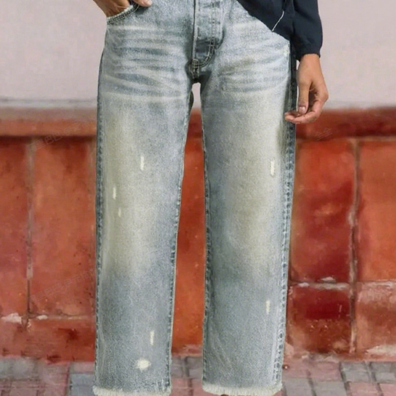 Women’s High-Waist Jeans – Straight-Leg Cropped Jeans in Faded Wash
